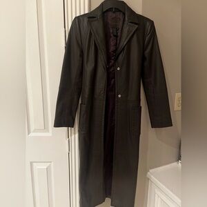 BCBGMaxAzria Dark Brown Leather Trench Coat